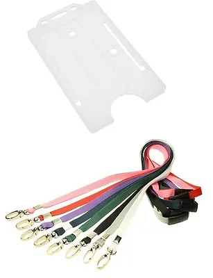 £1.03 • Buy Clear Single Sided Portrait ID Card Holder With Lobster Clip Breakaway Lanyard