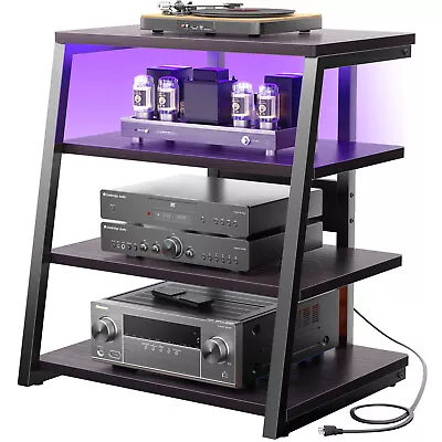 Homieasy 4-Tier AV Media Stand Corner TV Stand W/ Power Strips & LED Audio Tower • $91.90