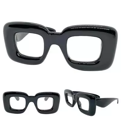 Oversized Exaggerated Retro Clear Lens EYE GLASSES Large Super Thick Black Frame • $14.99