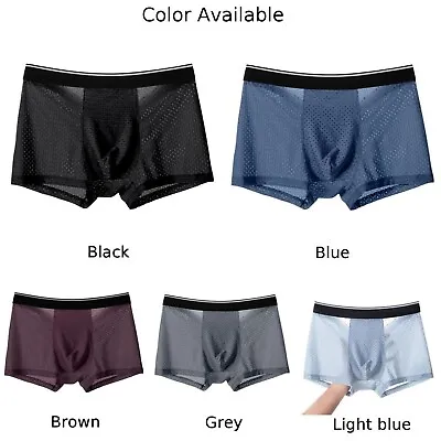 Men Ice-Silk Underwear Mesh Sexy Breathable Transparent Boxer Briefs Panties • $9.98