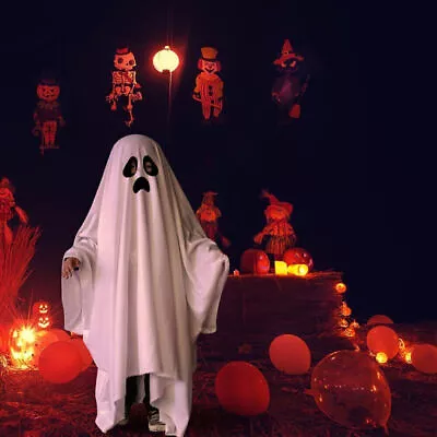 Whtie Boo Ghost Spooky Costume Fancy Dress Cloak Cape Kids Boys Girls Perform • $19.20