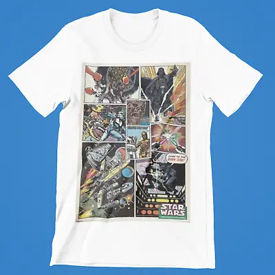 £6.99 • Buy Star Wars T-Shirt Comic Book Movie Gift Retro Tee The Force Yoda Vader 