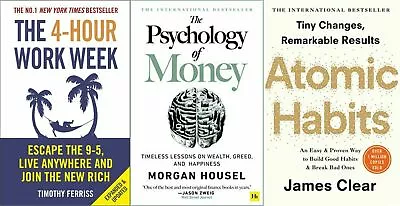 Psychology Of Money + 4 Hour Work Week + Atomic Habits ( Combo Set Of 3 Books ) • $88.92