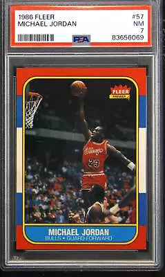 1986 Fleer #57 Michael Jordan Rookie RC PSA 7 • $4635