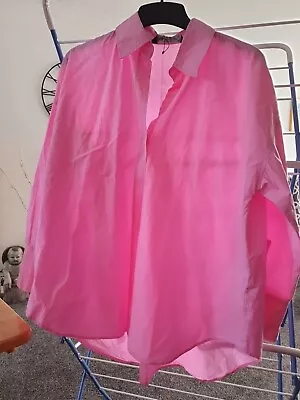 Zara Ladies Size M 100% Cotton Pink Blouse / Shirt • £14.99