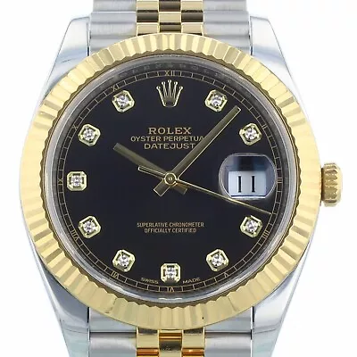 Rolex Datejust 41 126333 41 Mm Black Diamond Dial Gold Bicolour 2017 Watch • £10995