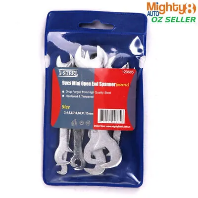 9Pcs Metric /Imperial Miniature Mini Angle Double Open End Spanner Wrench Set • $14.67