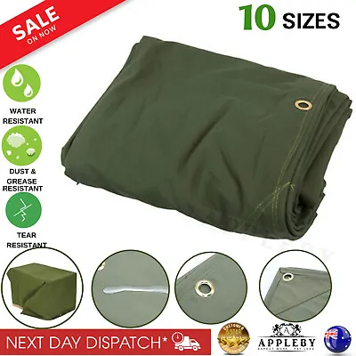 Heavy Duty Canvas Tarp Waterproof Outdoor Shelter Camping Caravan Tent Tarpaulin • $76.74