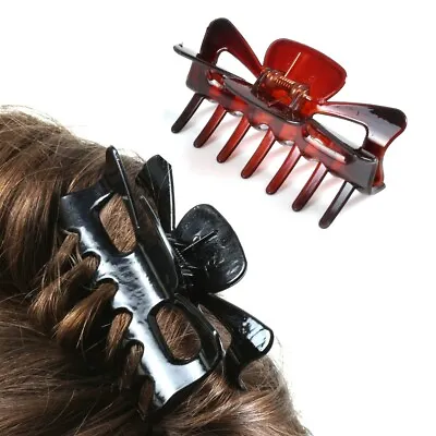 £6.10 • Buy 2x BLACK & TORTOISE HAIR GRIPPERS Jaw Clamp Claw Grip Strong Hold Bulldog Clip