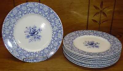 9 John Maddock & Sons England Blue Transfer Porcelain Salad Plates - Ecstasy -8  • $89.99