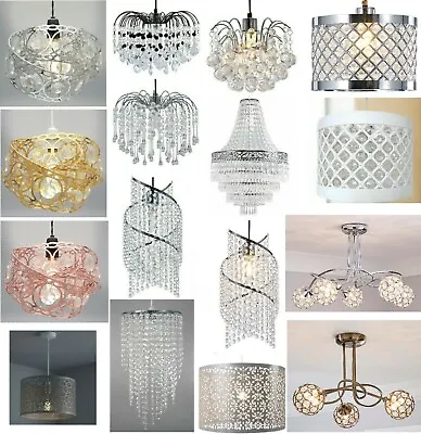 Modern Chandelier Style Ceiling Pendant Light Shade Acrylic Crystal Droplet Bead • £14.90