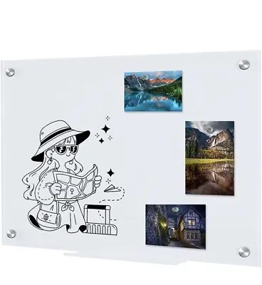 Meetmate - Magnetic Glass Board For Wall 45 X 60 Cm Glass Whiteboard • £32.99