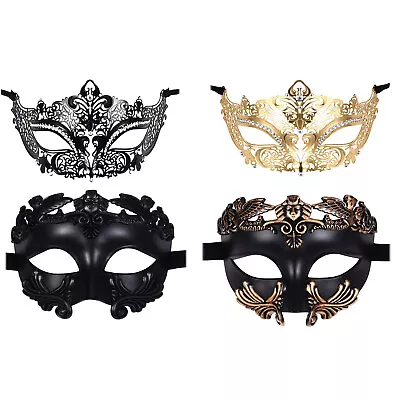 Couple 2pcs Masquerade Metal Masks Roman Greek Men Mask Venetian Women Mask Set • $29.99