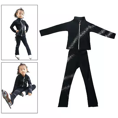 £82.72 • Buy Stretchy Ice Skating Outfit Figure Skate Pants Jacket Set Training Fleece Tights