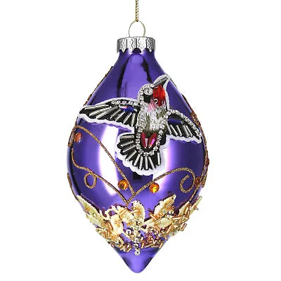 £9.49 • Buy Gisela Graham Purple Glass Teardrop Christmas Decoration - Tree Decoration
