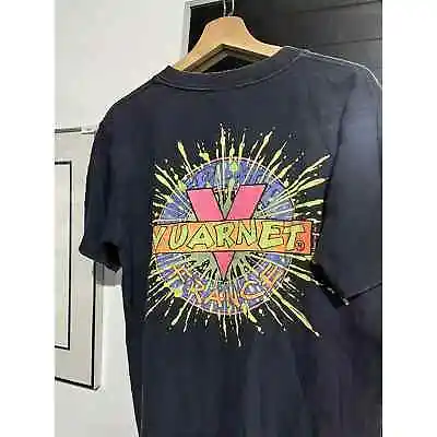 Vintage 1980s Vuarnet France Black Blue Double Sided T-Shirt Size Large USA Made • $39.99