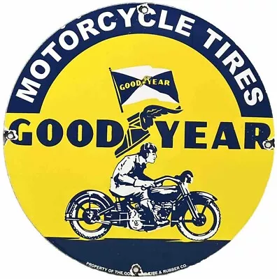 Vintage Good Year Motorcycle Tires Porcelain Sign Gas Oil Continental Michelin • $116.38