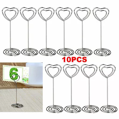 10x Photo Holder Stands Heart Table Number Wedding Place Card Paper Menu Clips • £4.99