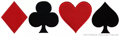 LOT Of FOUR PLAYING CARD SUIT IRON-ON PATCHES Embroidered GAMBLING POKER EMBLEM • $14.95