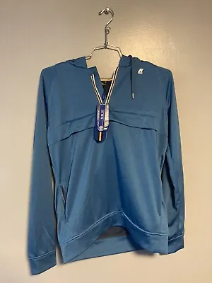 New K-Way Blue 1/4 Zip Jacket Hooded Mens Large L Slim Fit K00AIA0 901 NWT • $34.99