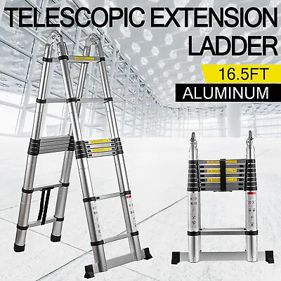 EN131 16.5FT Multi Purpose Aluminum Telescopic Ladder Folding Extension Step • $125.80