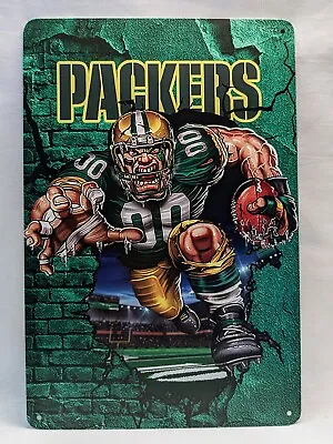 Green Bay Packers Football Metal Tin Beer Bar Sign Decor 12  X 8   • $12