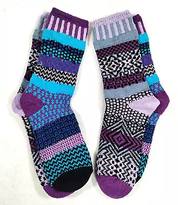 Solmate 2 Pairs Of Funky MisMatched Cotton Crew Socks Large Raspberry Style • $24.99