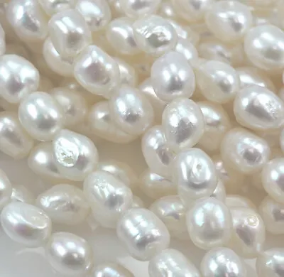 Cream White Baroque Oval Freshwater Loose Pearl Beads For Jewellery Making A • £20.99