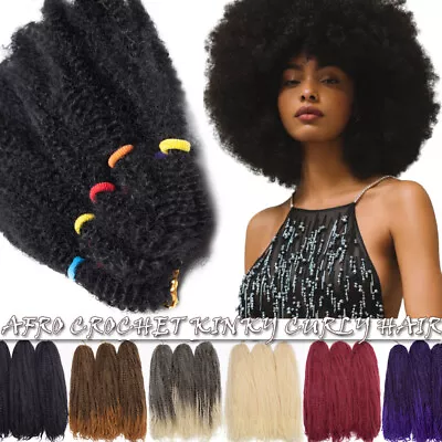 Short Long Afro Kinky Bulks Hair Extensions Curly Crochet Braids 100% Natural US • $9.90