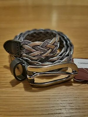 £37.50 • Buy Anderson’s Belt, Weaved Grey Plaid Leather/Cord, Mens, NWT, Size UK34/EU90