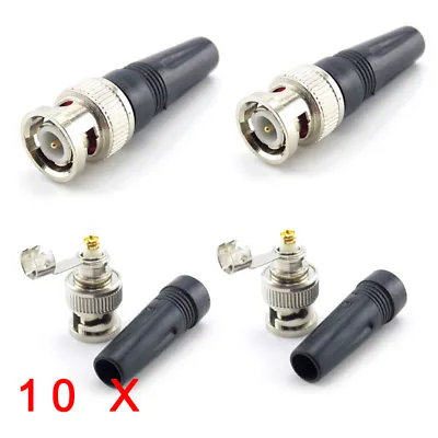 £3.47 • Buy 10X Bnc Male Connector Twist-On Solderless Coaxial Rg59 Cable Adapter CCTV Plug