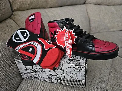 Vans X Marvel SK8-Hi Deadpool Black Red Limited Sneakers Mens 4 Womens 5.5 U.S • $99