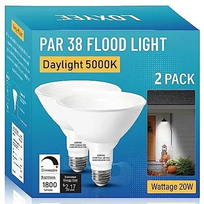 PAR38 LED Outdoor Flood Light Bulbs 2 Pack，Dimmable 20W(200W Equivalent) E26 ... • $32.56