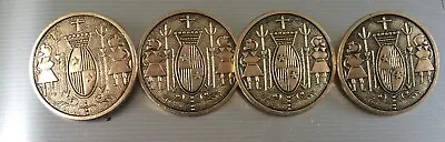 4 Vintage Coat Of Arms Metal Buttons Large Military • £4.99