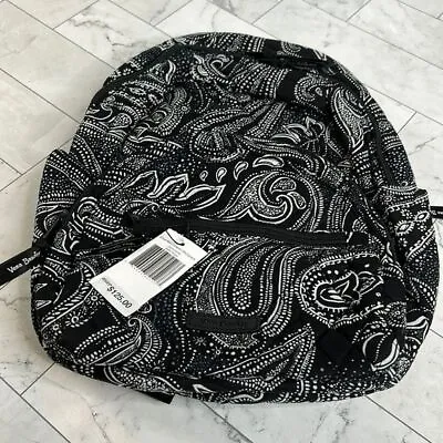 NWT Vera Bradley Essential Compact Backpack Stellar Paisley Black White Cotton • $60