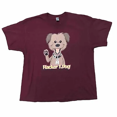 Mens ‘Hacker T Dog’ Burgundy T-Shirt Tee Gildan Print UK Size 2XL CBBC Scoop • £14.99
