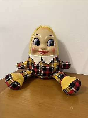 Vintage Knickerbocker Humpty Dumpty Cloth Plush Celluoid Face Doll 12” • $59.99