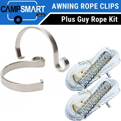 Caravan Awning Rope Clips & Guy Ropes Tie Down Kit For Roll Out Dometic Carefree • $34.95