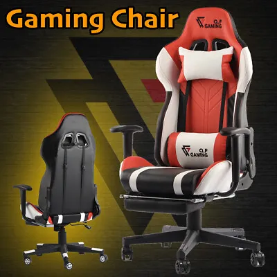 Gaming Chair Office Seating Racing Computer PU Leather Executive Racer Footrest • $179.95