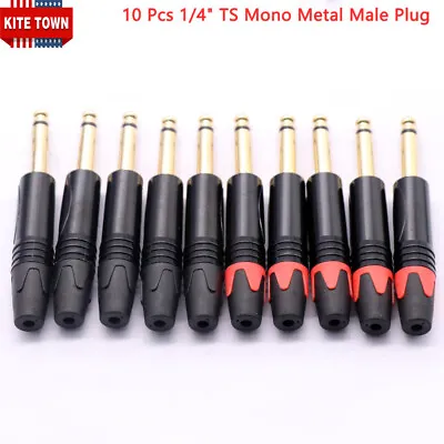 10Pcs 1/4  6.35mm TS Mono Metal Male Plug Audio Guitar Cable Jack Connector • $17.09