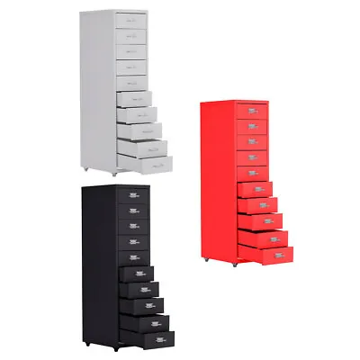 10-Drawers Filing Cabinet Metal Chest Box Tool Storage Drawer Unit On Castors • £95.95