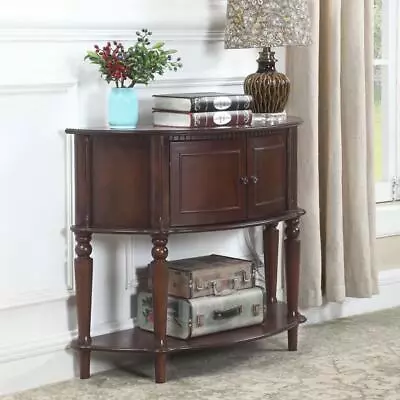 Antique Brown  Hall Entry Way Storage Cabinet Half Console Foyer Wood Table • $285