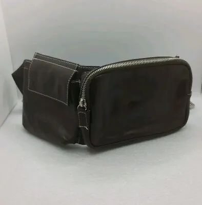 Vintage FICCARE Leather Three Pocket Belt Bag • Fanny Pack • Travel Bag Zippers  • $24.77