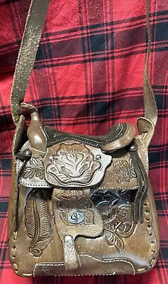 VTG Western Tooled Leather Horse Saddle Shoulder Bag Purse Cowgirl Mexico • $79.99