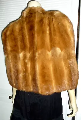 Gorgeous Brown Mink Fur Stole Cape Shawl Arm Straps Inside Snap Closure • $49
