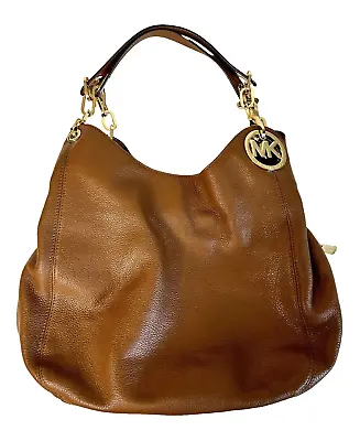 Michael Kors Brown Fulton Shoulder Hobo Bag Gold Chain Accent W/ Dust Bag • $120