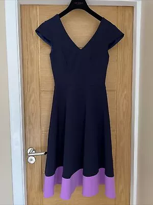 Fallon K Navy And Lilac Stunning Designer Dress NWOT Size 8  • £25