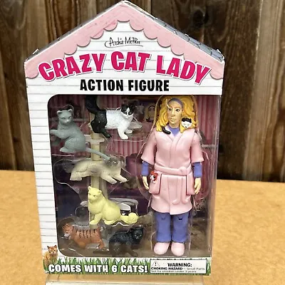 Crazy Cat Lady Action Figure Archie Mcphee Toy With 6 Cats NEW Novelty Joke Gift • £16.99