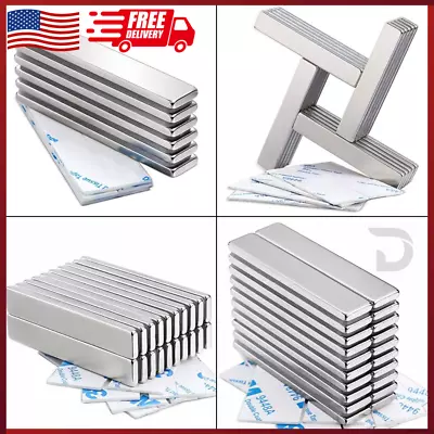 Strong Neodymium Bar Magnets With Double-Sided Adhesive Rare-Earth Metal 6pc DIY • $9.99