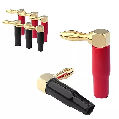 Right Angle Banana Plugs 4 Pairs/8 Pack 90 Degree 4Mm 24K Gold Plated Dual Sc • $16.99